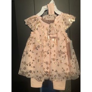 NWT Baby Girl Fancy Dress Set w/ Pants and Bow